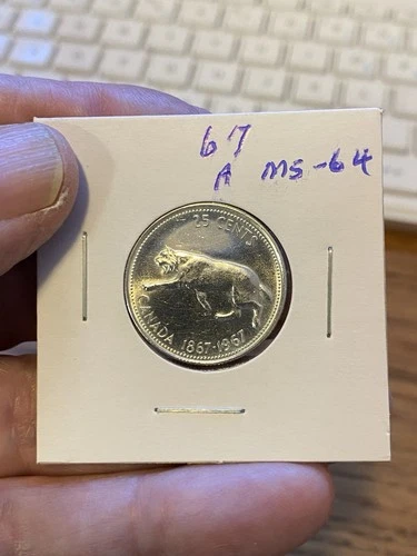 Canadian Silver 1967 Centennial Quarter 80%