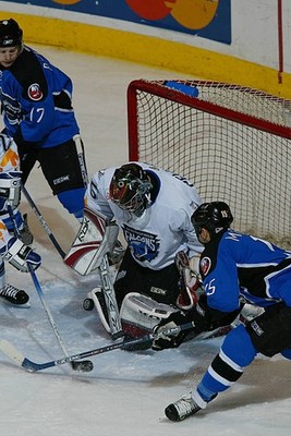 Jean Marc Pelletier Springfield Falcons makes the save on Jo- Ice Hockey Photo