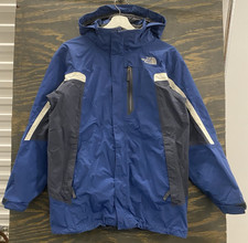 The North Face Boys XL HyVent Blue Hooded Rain Jacket Hiking Cold Weather