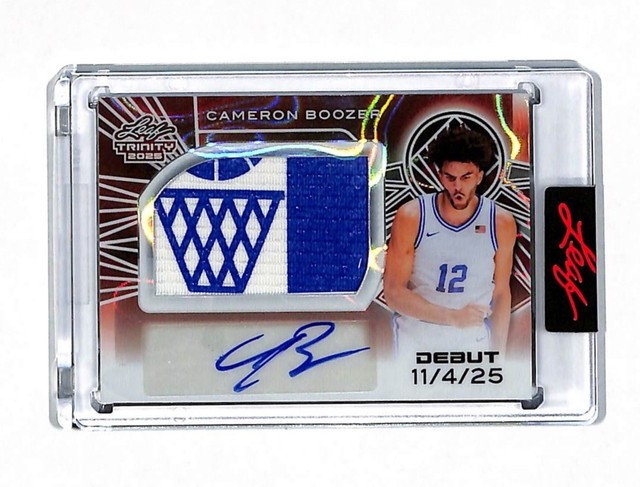 2025 Leaf Trinity Cameron Boozer Debut 1/1 Auto Autograph Logo Patch Card Duke