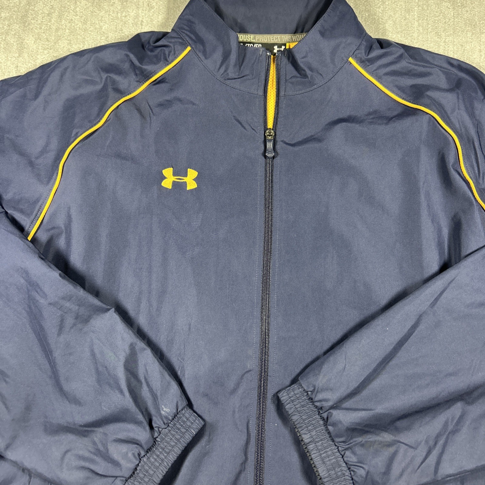 Under Armor Men's Blue Warm-Up Loose Athletic Jacket Size XL Wind Breaker thumbnail 5
