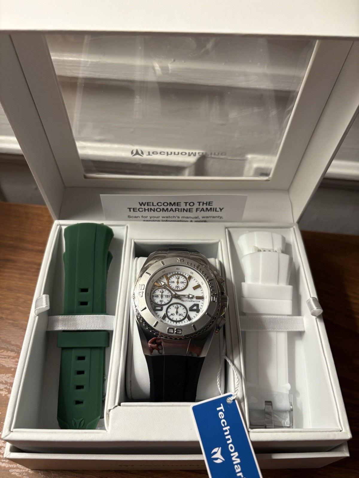 TechnoMarine Cruise Men's 43mm Watch w/ White Mother of Pearl Dial, 3 Straps!