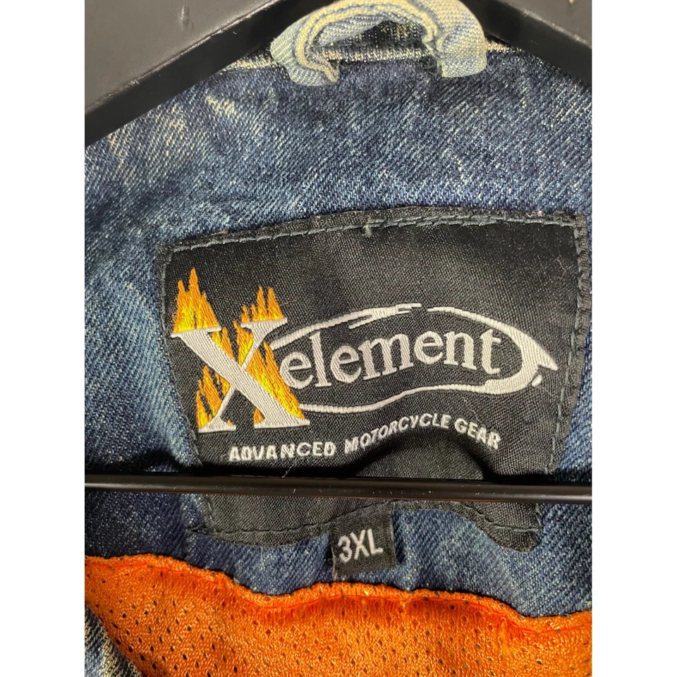 Xelement Mens Denim Motorcycle Vest Orange Mesh Lining Size 3XL Snap Front - Image 3 of 4