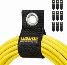 LuBanSir 9 Pack Extension Cord Holder Organizer, 2" x 13", Black 