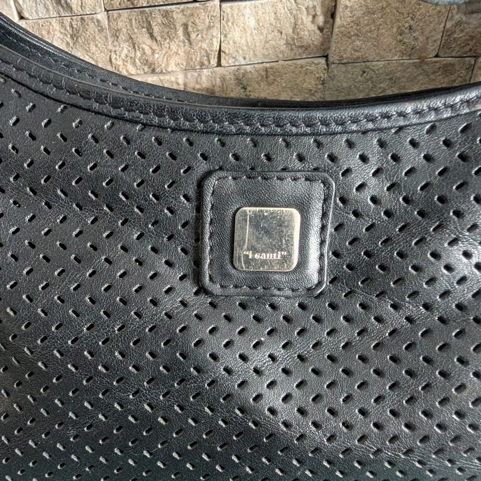 Vintage Il Santi Made In Italy Perforated Genuine Leather Hobo Shoulder Bag image 2