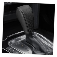Leather Car Gear Shift Knob Cover, Anti-Slip Shifter Lever Cover Black