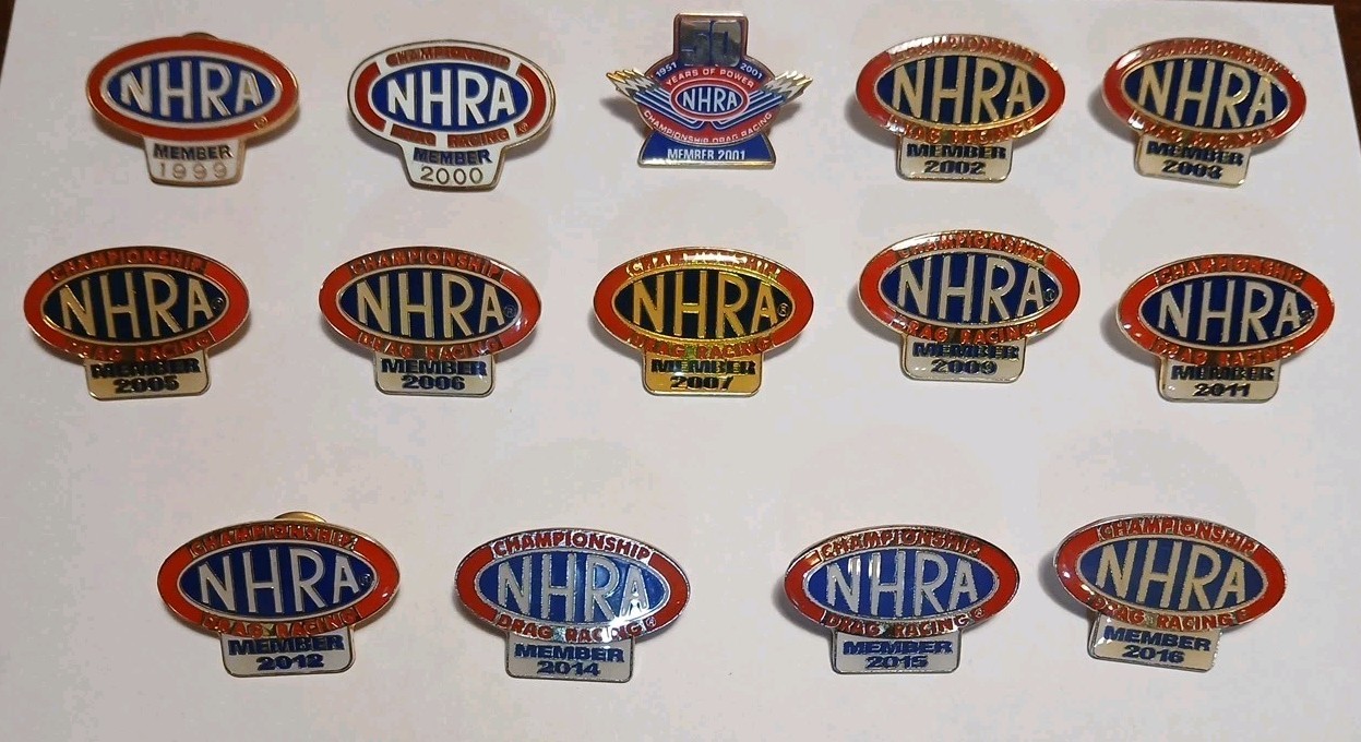 Lot Of 14 NHRA Championship Drag Racing Membership Hat Lapel Pins | eBay
