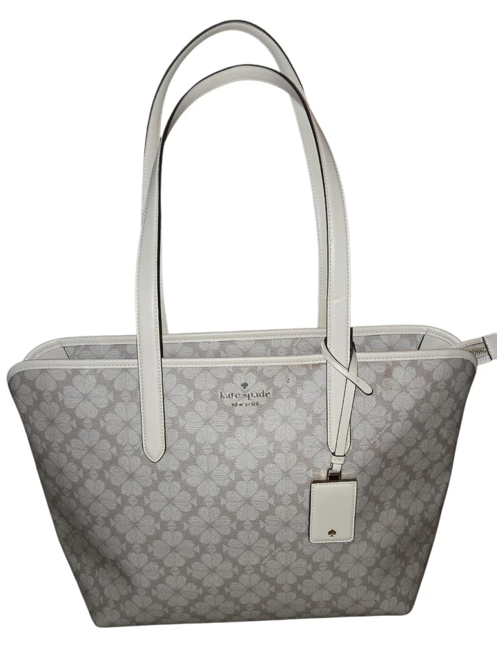 Bolsa tote Kate Spade Spade flor jacquard grande bege creme bolsa de ombro - Imagem 2 de 4