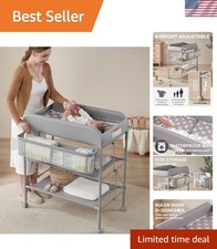 Portable Diaper Changing Station with Adjustable Height  Organizer - Grey