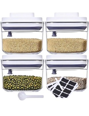 Druckknopf Lebensmittel Aufbewahrung Behälter 4 Stück (350 ml x 4) | Küche Organisation
