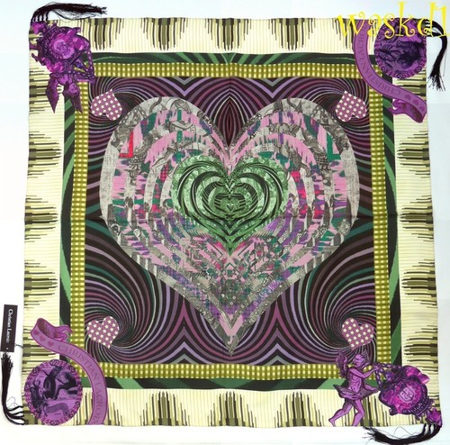 CHRISTIAN LACROIX purple ANGELS Celestial TASSELS silk scarf bandana NWT Authent - Picture 2 of 3