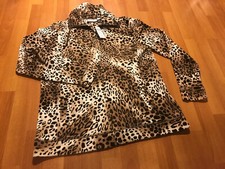 Weekends by Chico's Leopard Cheetah Animal Print Sweater Jacket Women  s 2 New