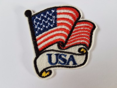 USA Flagge Amerikanische Flagge auf Stange Bügelbild Patch Aufnähen Transferabzeichen Brandneu