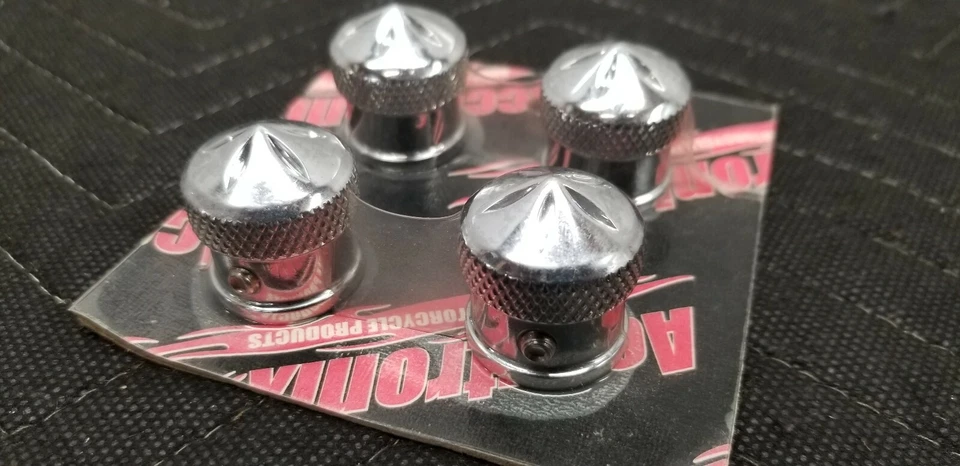 TAMPAS DE PARAFUSO DE CABEÇA GÓTICA CROMADA ACCUTRONIX GENUÍNAS HBC001-GC BIG TWIN E XL - Imagem 2 de 2