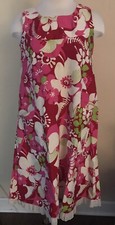 Vintage 60s-70s Aloha Authentic Hawaiian Originals Dress Barkcloth Floral Medium