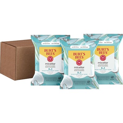 Burt's Bees 3 in 1 Micellar Makeup Removing Towelettes  3 pack (90 count total)