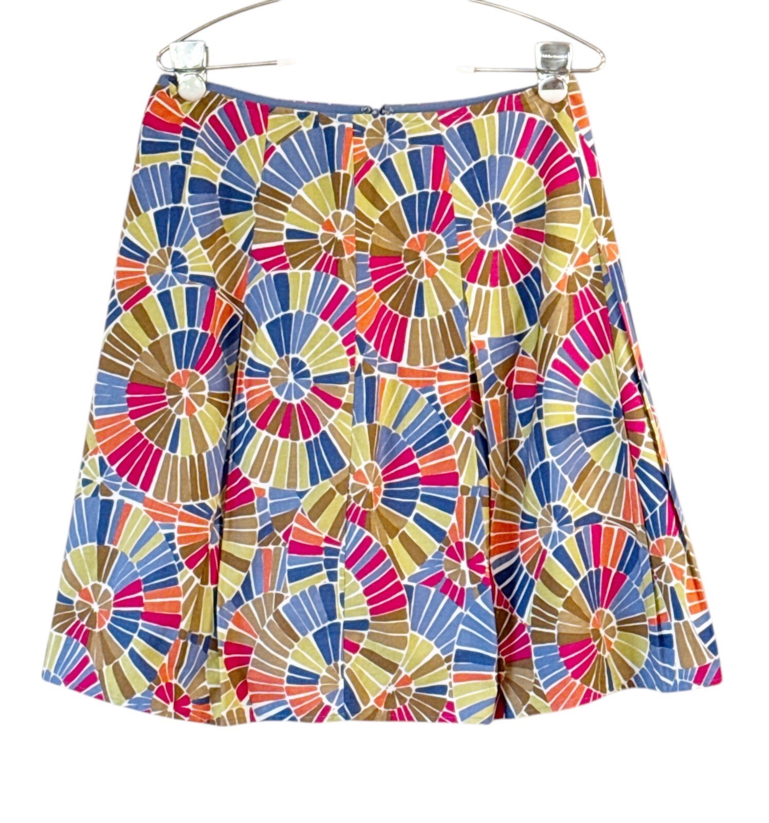 Talbots Vtg Women Petite Geometric Mosaic Pleated Skirt Multi Colored Sz 8P EUC