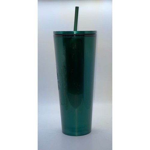 Starbucks Satin Green Mermaid Logo Cold Cup Tumbler Lid Straw 24 oz - Picture 5 of 12
