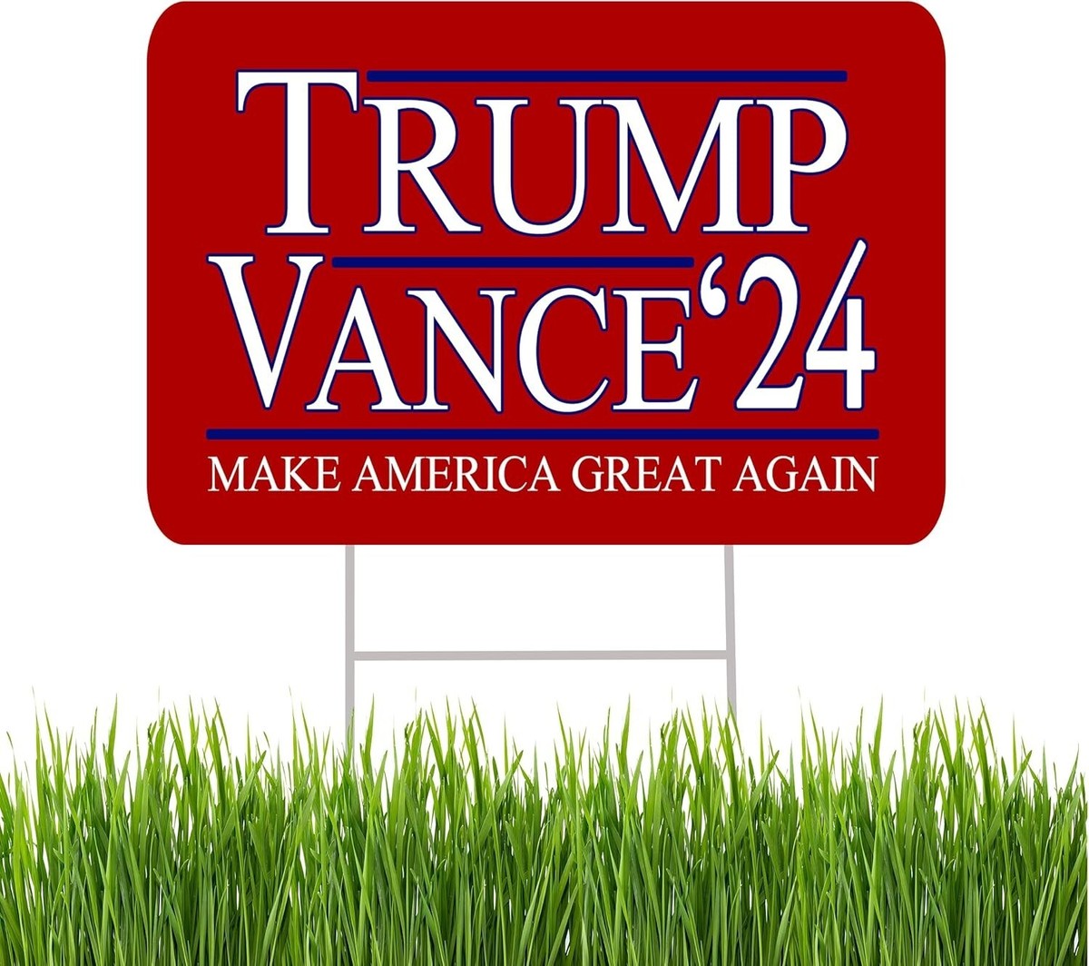 Cartello Elettorale Trump Vance 2024 Con Palo Metallico A H: Mostra Il Tuo Sostegno! (30,5 X 45,7 Cm)