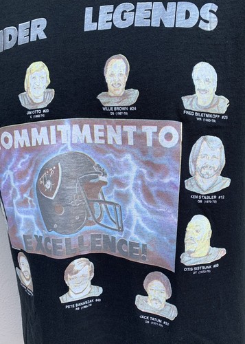 Vintage NFL Raider Raiders Legends T-Shirt Black Silver Single Stitch M USA Made - Afbeelding 5 van 8