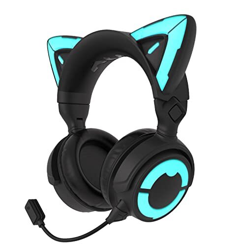RGB Cat Ear Headphone 4, Upgraded Wireless Wired Gaming Headset