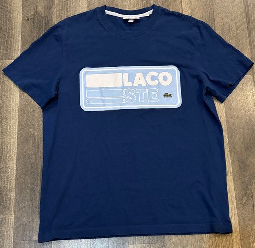 Lacoste Hemd Herren XL Gelb Kurzarm Printed Badge Grafik Tee
