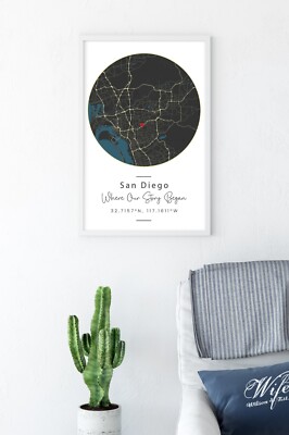 Anniversary Map Gift Where it all began Custom Star Map Custom Map Print