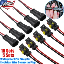 20/10PCS Waterproof 2Pin 2Way Car Marine Electrical Wire Connectors Plug