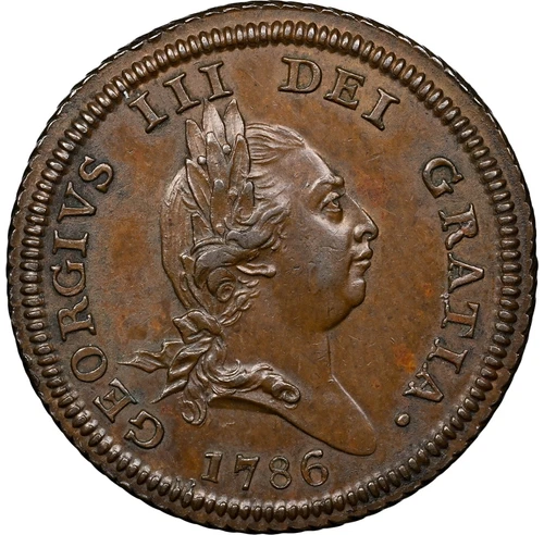 Isle of Man - 1786 George III Half Penny - NGC AU58 BN - RARE & CHOICE