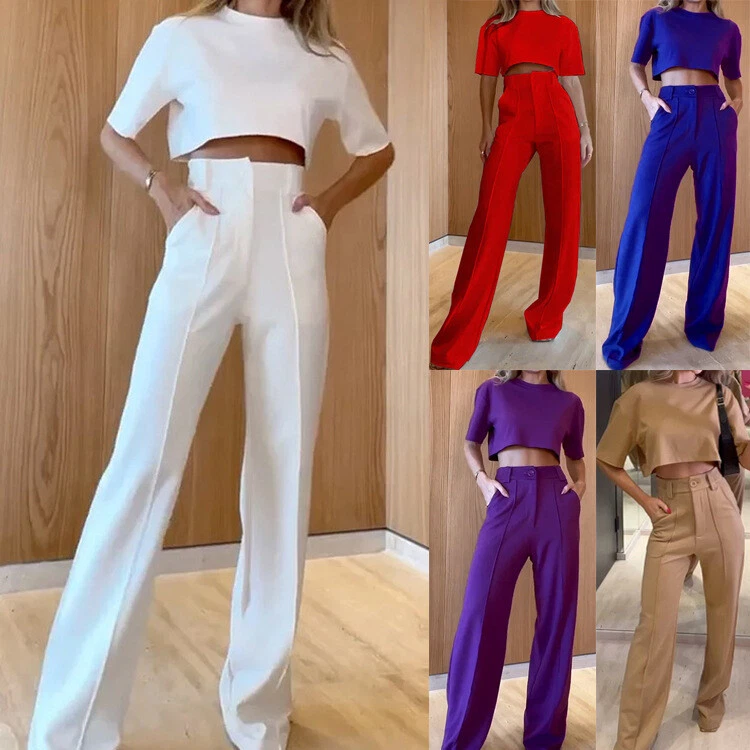 Pant suits for short women sale