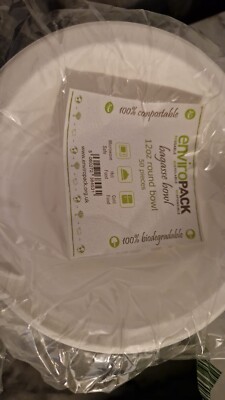 12 Unzen Runde Schüssel Bagasse Einweg Party Pappteller Biologisch Abbaubar 50 Stück.