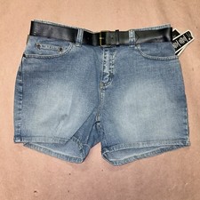 Vintage 1990 s Lee Rivited Denim Shorts With Belt, Deadstock Size 8