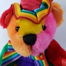 Rainbow Happy Birthday Teddy Bear Plush Stuffed Doll First  Main 9" Colorful