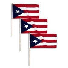 Lot of 3 12x18 12"x18" Puerto Rico Rican Stick Flag wood staff 24 inch