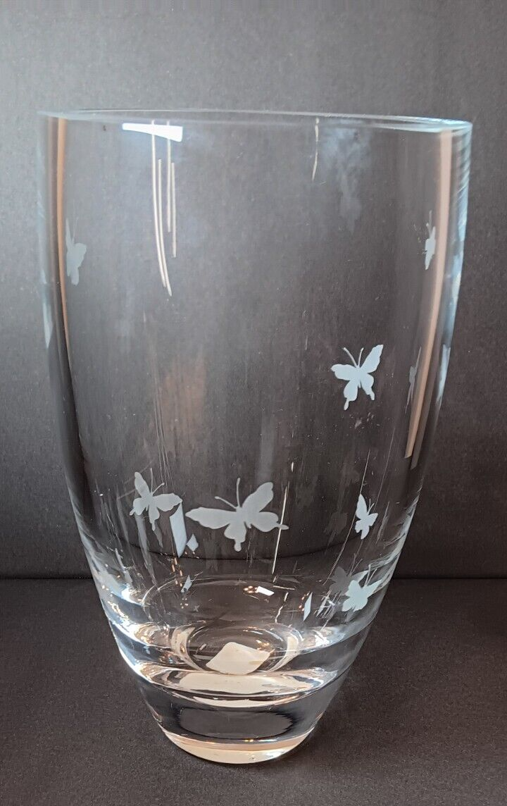 Kate Spade Lenox Crystal Glass Flower Vase Etch Butterfly Pleasant Hill Bouquet
