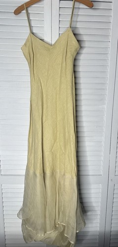 Tiar Los Angeles Silk Organza Sheer Linen Romantic Fairy Ethereal Tan Dress XS - Picture 9 of 14