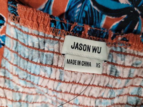 Jason Wu Tropical Floral Linen Blend Boho Maxi Dress Summer Vacation Sz XS - Picture 6 of 11