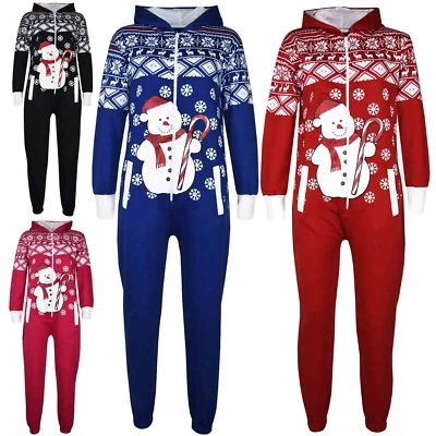 Jungen Mädchen Neuheit Weihnachten Schneemann Vlies A2Z Overall one piece 5-13Yr - Bild 1 von 2