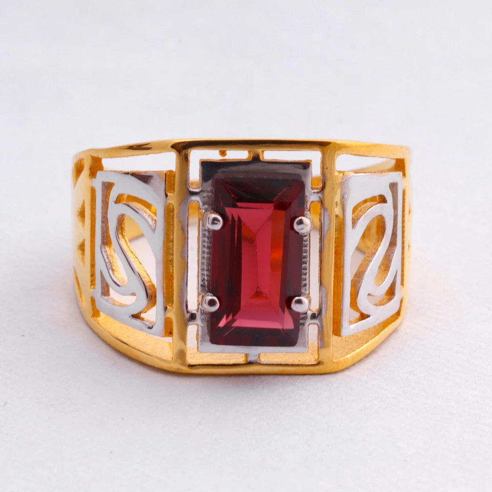 Anillo de plata esterlina 925 granate natural para hombre anillo de regalos de boda anillo para él G7 Foto 4 de 4