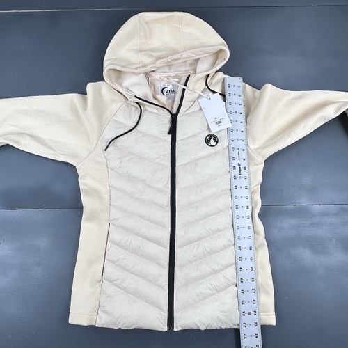 Zyia Active Puffer Jacket Womens Large Creme Oatmeal Hybird Fleece Primaloft NWT - Picture 6 of 8