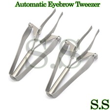 2x Tweezers Hair Splinter Eyebrow Stainless Steel Manicure Pedicure Autom EY-002