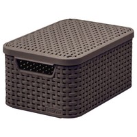 Curver Aufbewahrungsbox Deckel Ordnungsbox Kiste Natural Style Dunkelbraun S