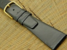 Gilden NOS Unused Vintage Black Calfskin Watch Band w Gold Tone Buckle 20mm Mens