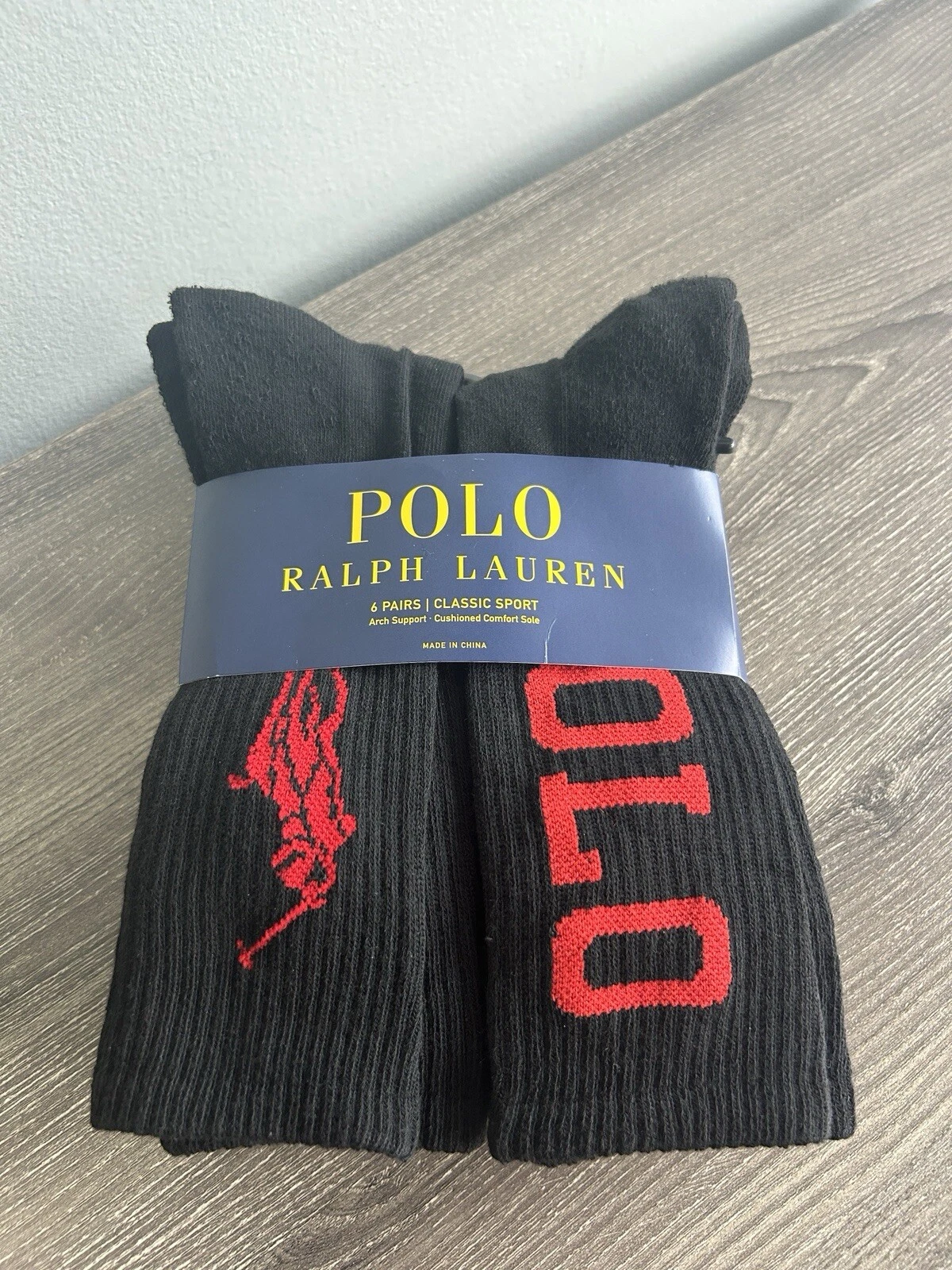 POLO RALPH LAUREN Men's Socks Big Pony Crew Socks 6 Pairs NEW!