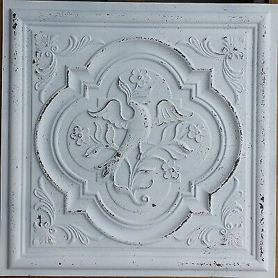 Ceiling Tile Faux Tin Distress Crack White Decor Wall Panel 10tile