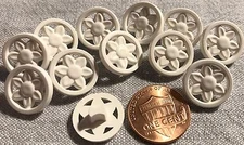 12 White Pierced Flower Floral Shank Buttons Almost 5/8" 15.3mm # 8255