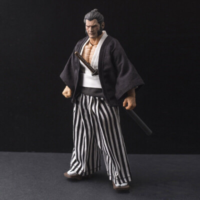 1/12 Samurai Outfit Pants Clothes Suit & Wired Scarf For 6