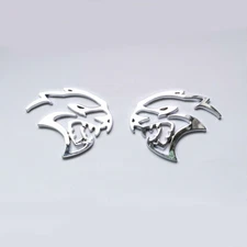 2x Chrome Hellcat Emblem Left Right Side Fender 3D Metal Badge Universal