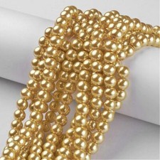 105 BULK Beads Round Glass Pearls 8mm Beads Champagne Tan Wholesale