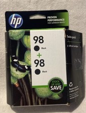 Genuine HP 98 Twin Pack Black Ink Cartridge. One Original And One Rapid Refill.